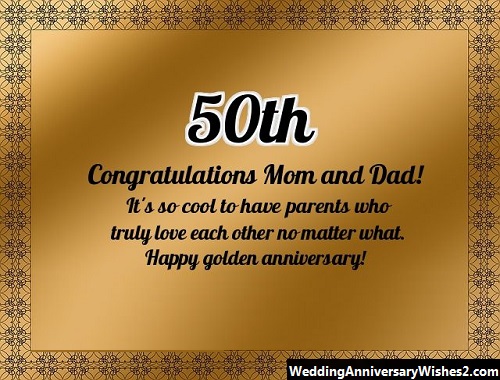 50th wedding anniversary wishes for mom and dad